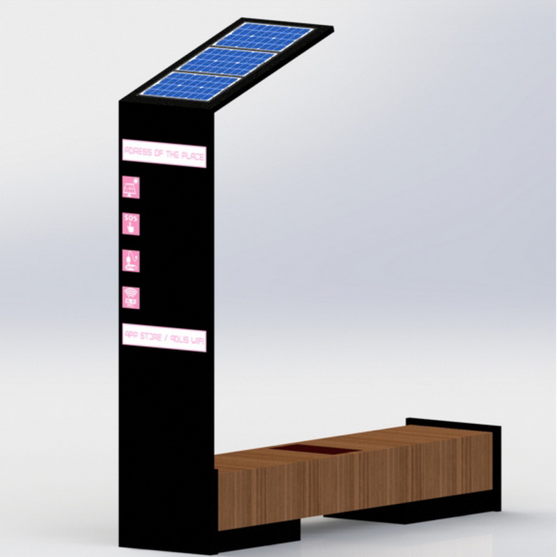 Wifi esperto de aço inoxidável USB que carrega o banco exterior solar com exposição de diodo emissor de luz